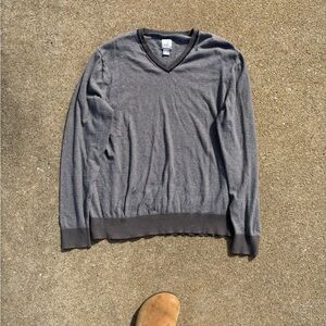 JCPenney 80s grey striped v-neck sweater